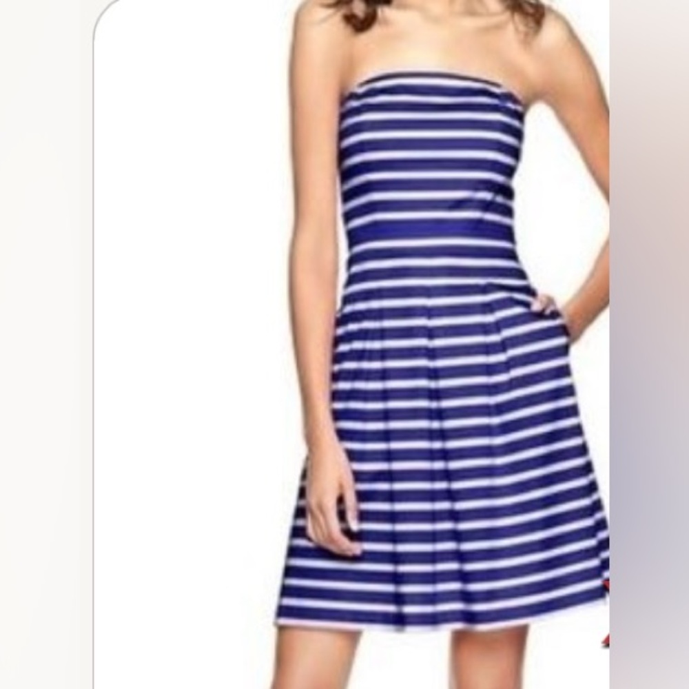 GAP blue & white stripe strapless dress ladies size 12